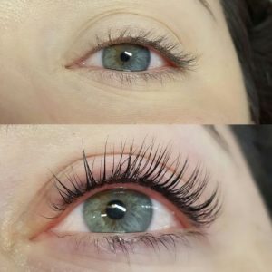 eyes before and after eyelash lift
